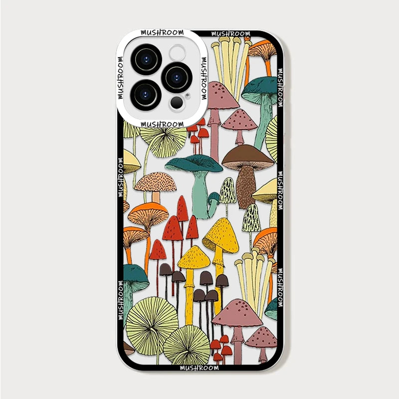 Cartoon Colorful Mushroom Phone Case for iPhone 16/15/14/16E – Shockproof Soft TPU Cover Fundas