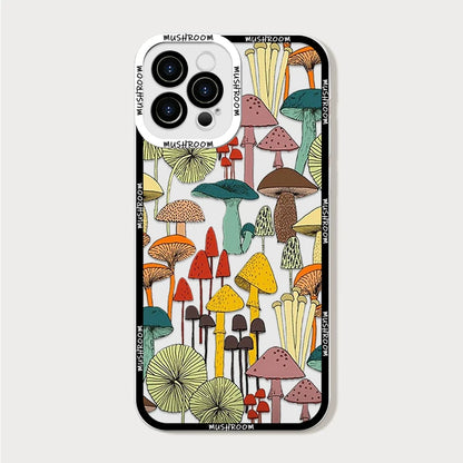 Cartoon Colorful Mushroom Phone Case for iPhone 16/15/14/16E – Shockproof Soft TPU Cover Fundas