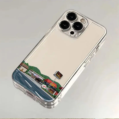 Dashed Road Sign Transparent Phone Case for iPhone 16/15/14/13 Pro 16E – Clear Silica Gel Protective Cover