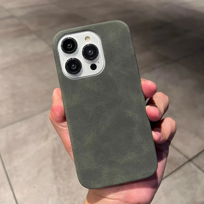 Luxury Suede Leather Phone Case – Matte Silicone Soft Shockproof Cover for iPhone 16 / 15 Pro Max / Plus / 14 / 13 / 12 / 11