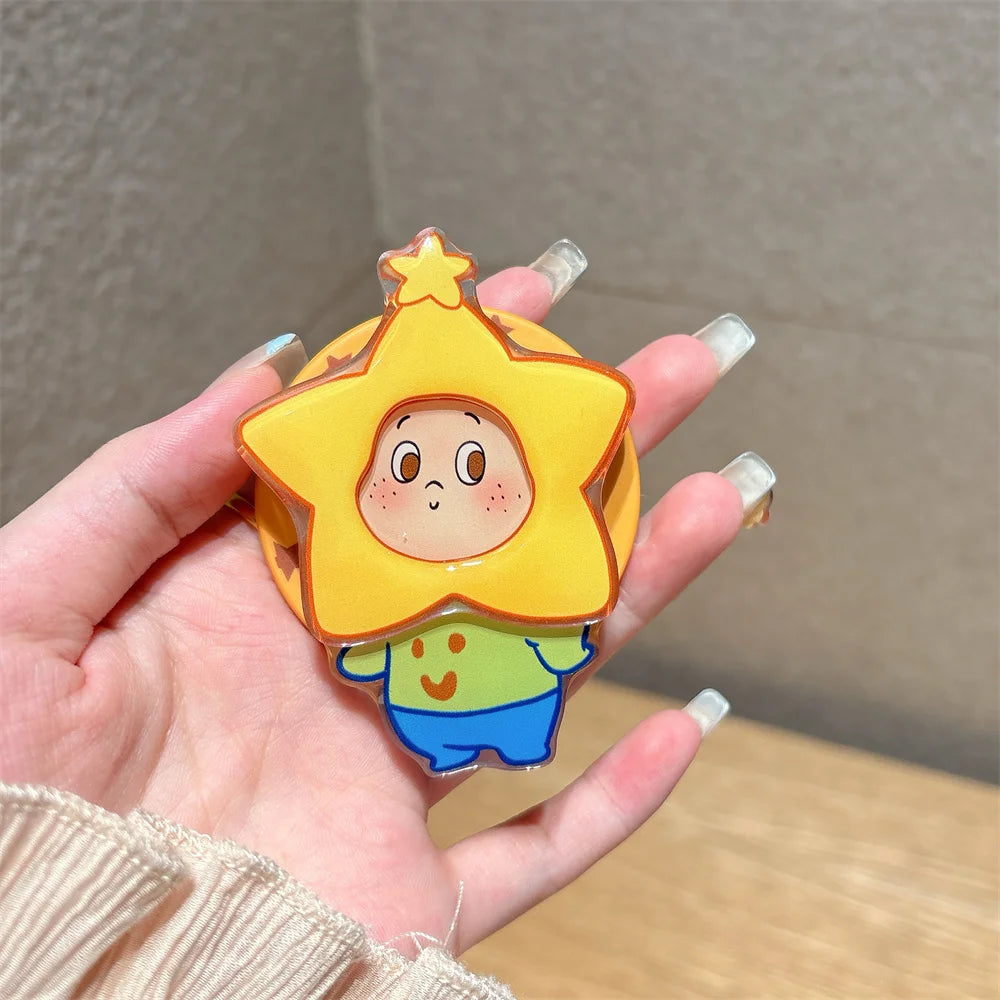 Fashion Plaid Funny Cartoon Star MagSafe Stand Phone Case – For iPhone 17 / 16 Pro / 15 Pro Max / 14 / 13