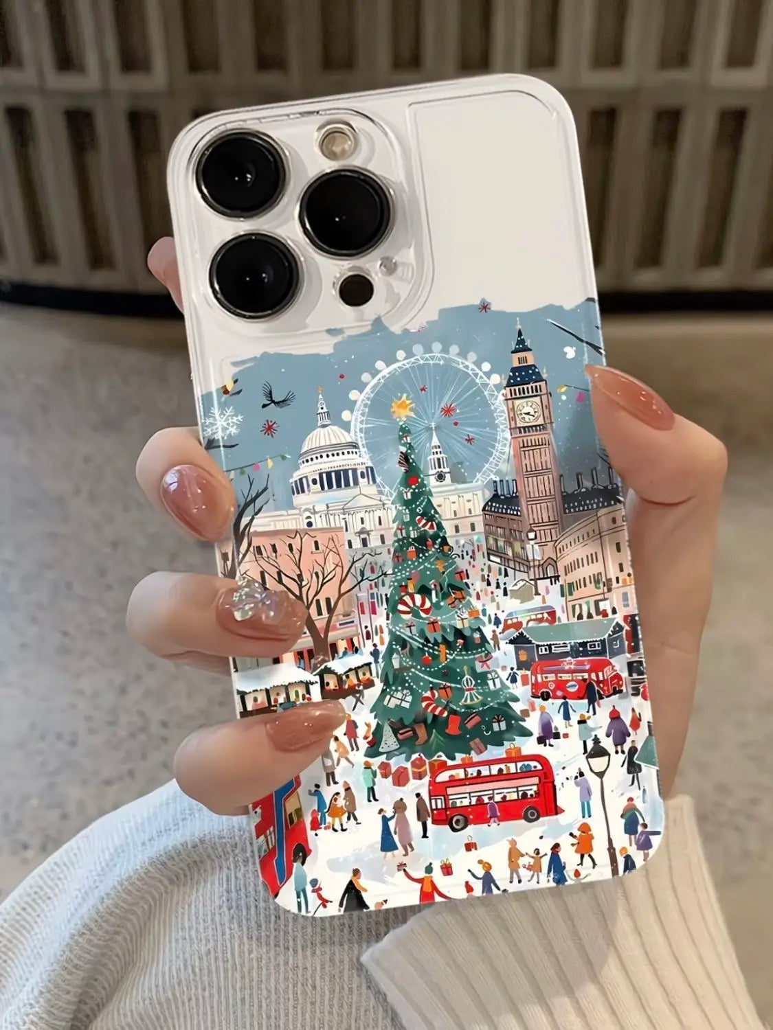 Winter Christmas in London iPhone Case – Transparent Gift Cover for iPhone 17 / 16 / 15 / 14 / 13 / 12 / 11 Pro Max / Max / Plus / Air / Mini