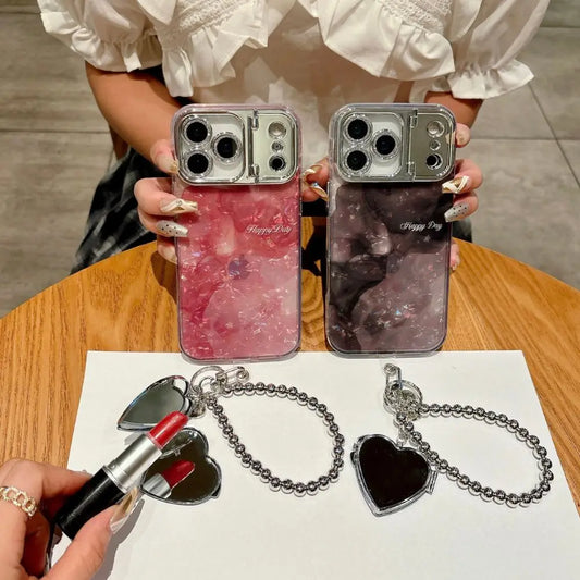 Luxury Laser Shell Pattern Case with Camera Film – iPhone 17 / 16 / 15 / 14 / 13 / 12 / 11 Pro Max