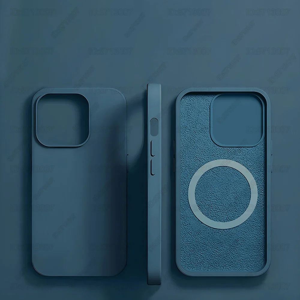 Magnetic Liquid Silicone Shockproof Case for iPhone 16/15 – MagSafe Wireless Charging Cover