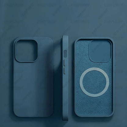 Magnetic Liquid Silicone Shockproof Case for iPhone 16/15 – MagSafe Wireless Charging Cover