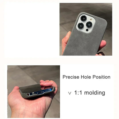 Luxury Suede Leather Phone Case – Matte Silicone Soft Shockproof Cover for iPhone 16 / 15 Pro Max / Plus / 14 / 13 / 12 / 11