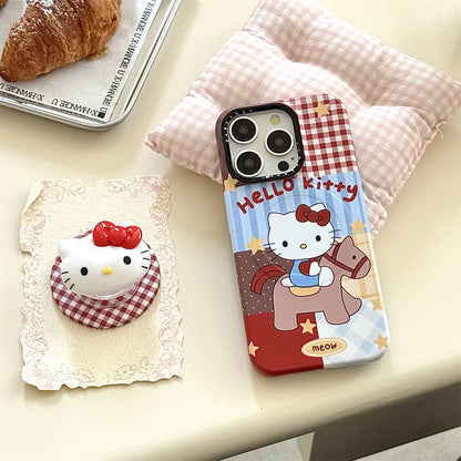New Cute Red Hello Kitty Stand Protective Case – For iPhone 17 / 16 / 15 / 14 Pro Max