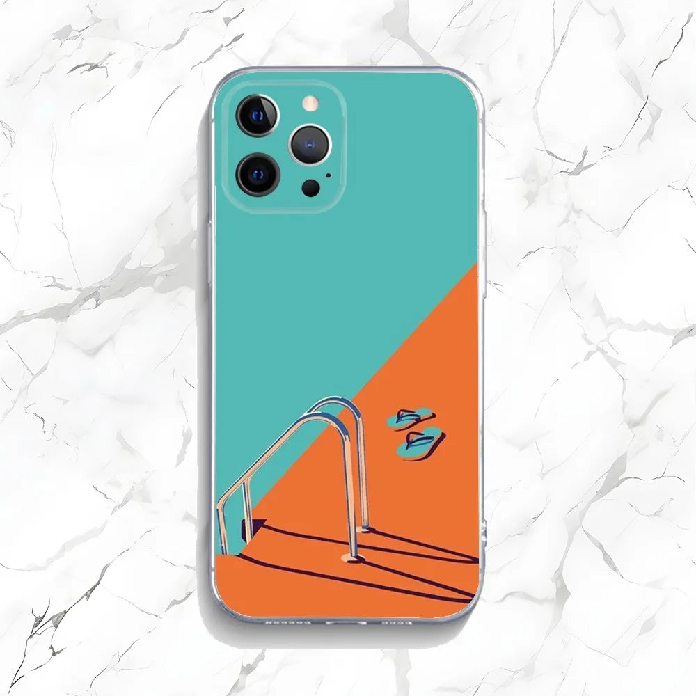 Artistic Seaside Landscape Phone Case for iPhone 16/15/14 Pro Max Plus 16E – Shockproof Non-Slip Protective Cover