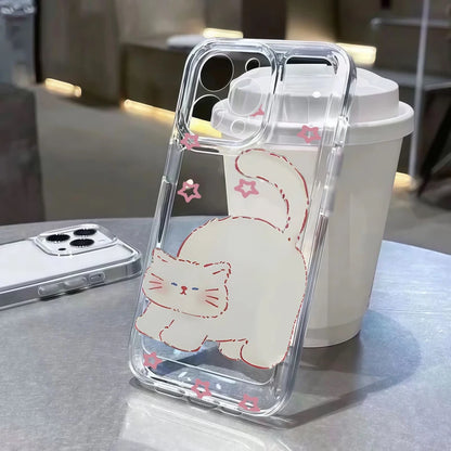 Funny Cat Phone Case – Shockproof Soft Transparent Cover for iPhone 16 / 15 / 14 Pro Max / Mini / Plus / 16E