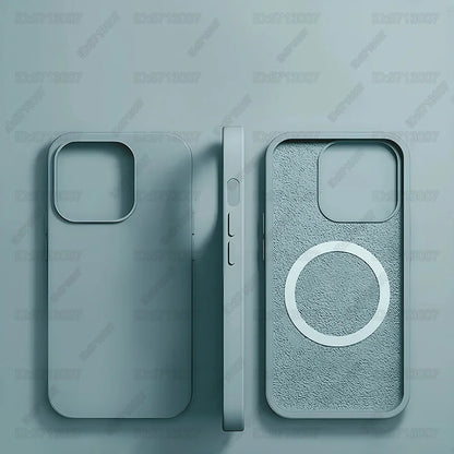 Magnetic Liquid Silicone Shockproof Case for iPhone 16/15 – MagSafe Wireless Charging Cover