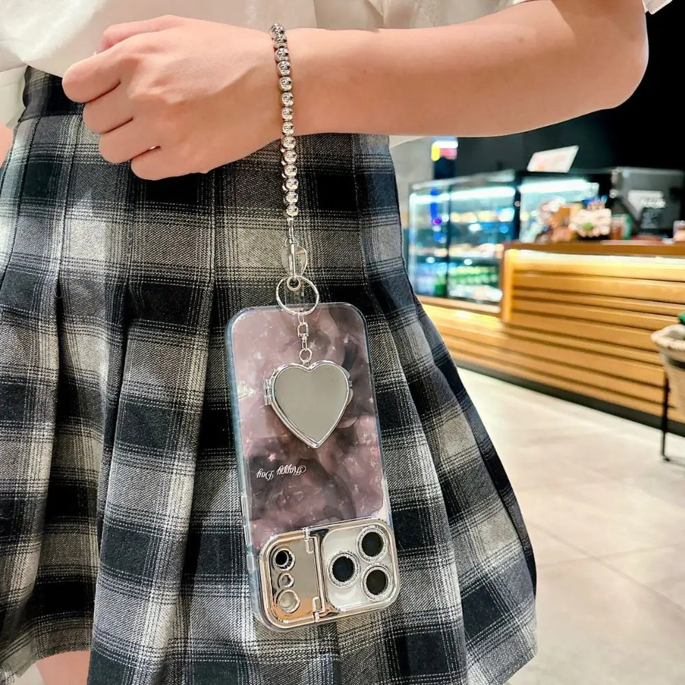 Luxury Laser Shell Pattern Case with Camera Film – iPhone 17 / 16 / 15 / 14 / 13 / 12 / 11 Pro Max