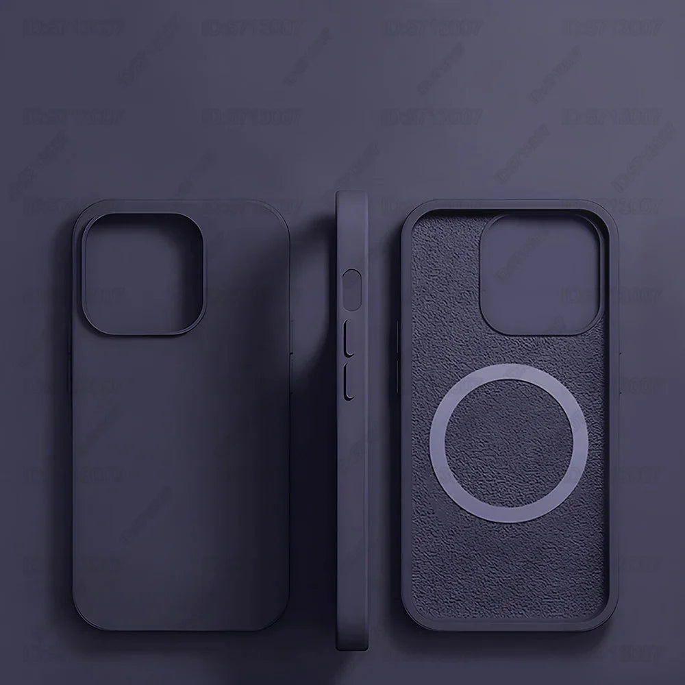 Magnetic Liquid Silicone Shockproof Case for iPhone 16/15 – MagSafe Wireless Charging Cover