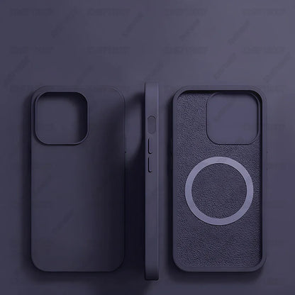 Magnetic Liquid Silicone Shockproof Case for iPhone 16/15 – MagSafe Wireless Charging Cover