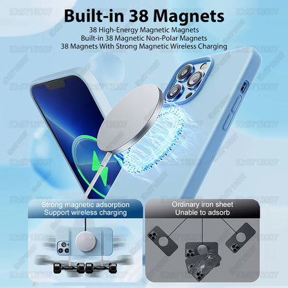 Magnetic Liquid Silicone Shockproof Case for iPhone 16/15 – MagSafe Wireless Charging Cover