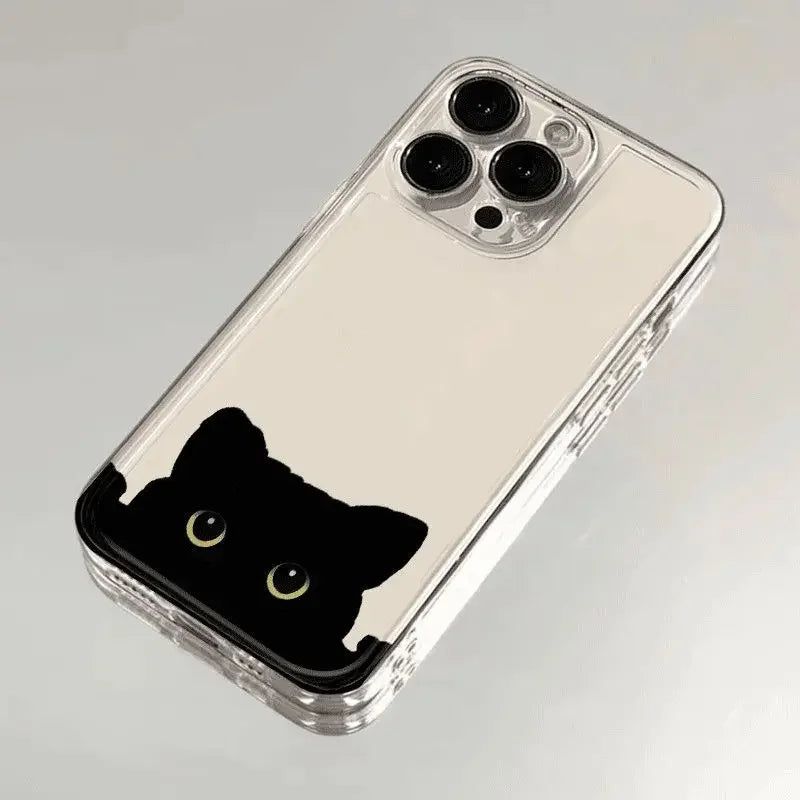 Funny Cat Phone Case – Shockproof Soft Transparent Cover for iPhone 16 / 15 / 14 Pro Max / Mini / Plus / 16E