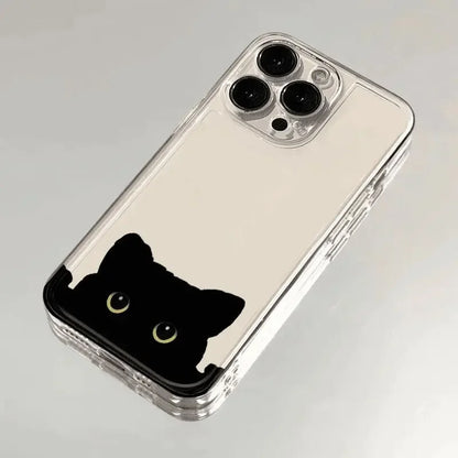 Funny Cat Phone Case – Shockproof Soft Transparent Cover for iPhone 16 / 15 / 14 Pro Max / Mini / Plus / 16E