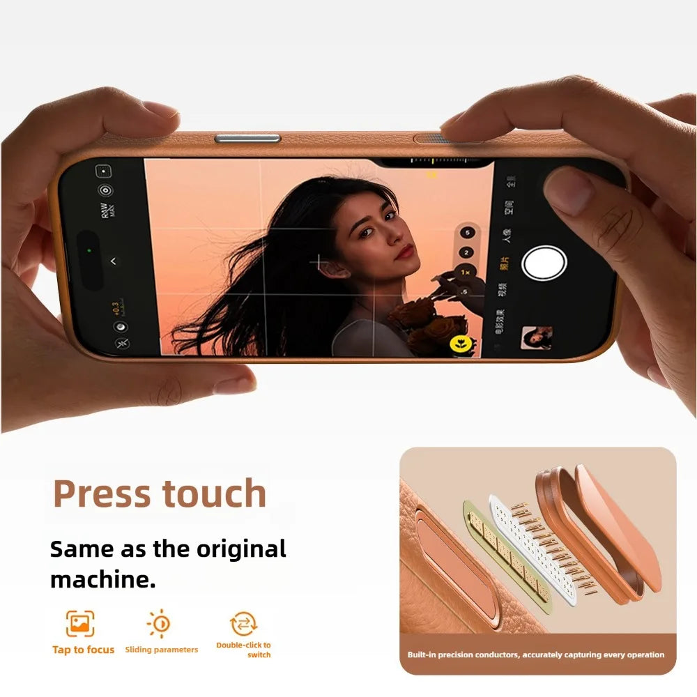 Balueus Genuine Leather Magnetic Phone Case for iPhone 17 Pro Max/16/15 – Original Cover with All-Inclusive Camera Lens Protection