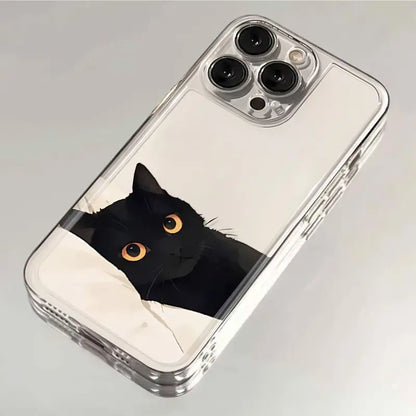 Funny Cat Phone Case – Shockproof Soft Transparent Cover for iPhone 16 / 15 / 14 Pro Max / Mini / Plus / 16E