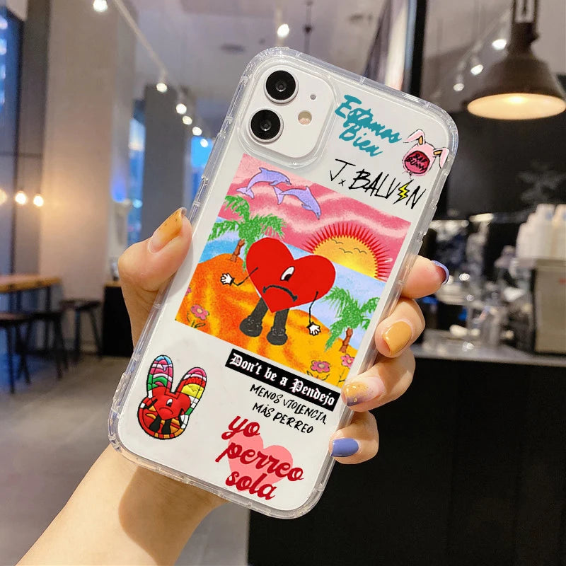 Yo Perreo Sola Bad Bunny & Maluma Soft Transparent Phone Case – For iPhone 16 / 15 / 14 Pro Max / SE