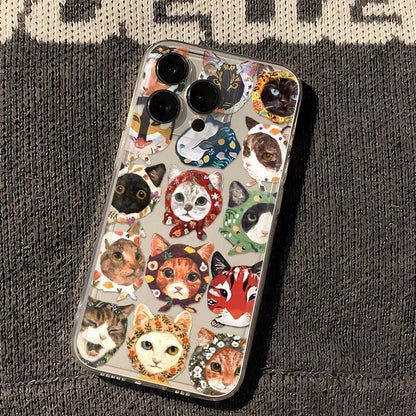 Funny Cat Phone Case – Shockproof Soft Transparent Cover for iPhone 16 / 15 / 14 Pro Max / Mini / Plus / 16E