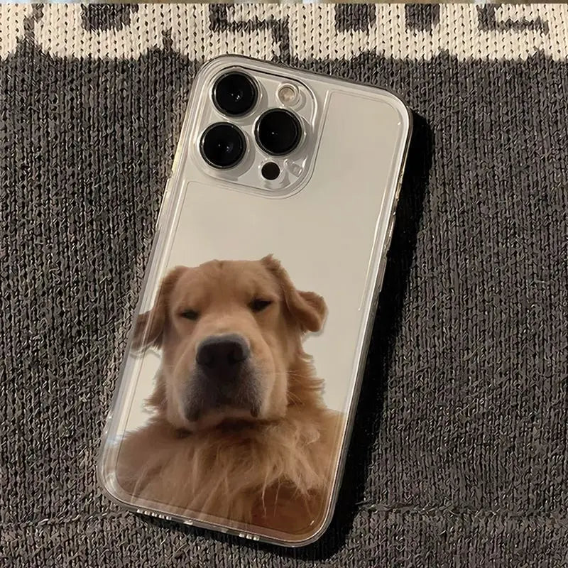 Funny Golden Retriever Clear Phone Case for iPhone 16/15/14/13/16E – Silica Gel Protective Funda