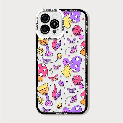 Cartoon Colorful Mushroom Phone Case for iPhone 16/15/14/16E – Shockproof Soft TPU Cover Fundas