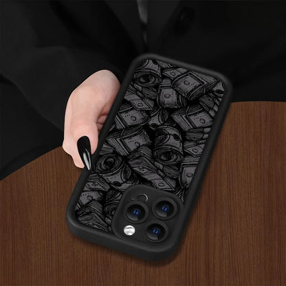Banknote Pattern Silicone Phone Case – Soft Protective Cover for iPhone 16 / 15 / 14 / Pro / Pro Max / 15 / 16 Plus