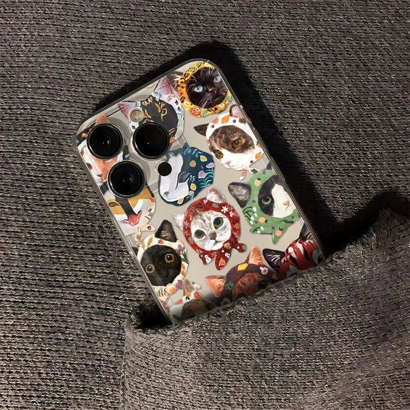 Funny Cat Phone Case – Shockproof Soft Transparent Cover for iPhone 16 / 15 / 14 Pro Max / Mini / Plus / 16E
