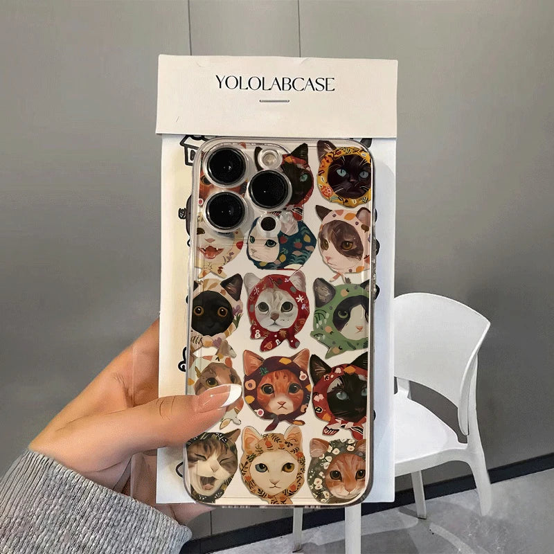 Funny Cat Phone Case – Shockproof Soft Transparent Cover for iPhone 16 / 15 / 14 Pro Max / Mini / Plus / 16E