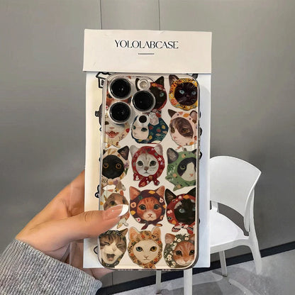Funny Cat Phone Case – Shockproof Soft Transparent Cover for iPhone 16 / 15 / 14 Pro Max / Mini / Plus / 16E