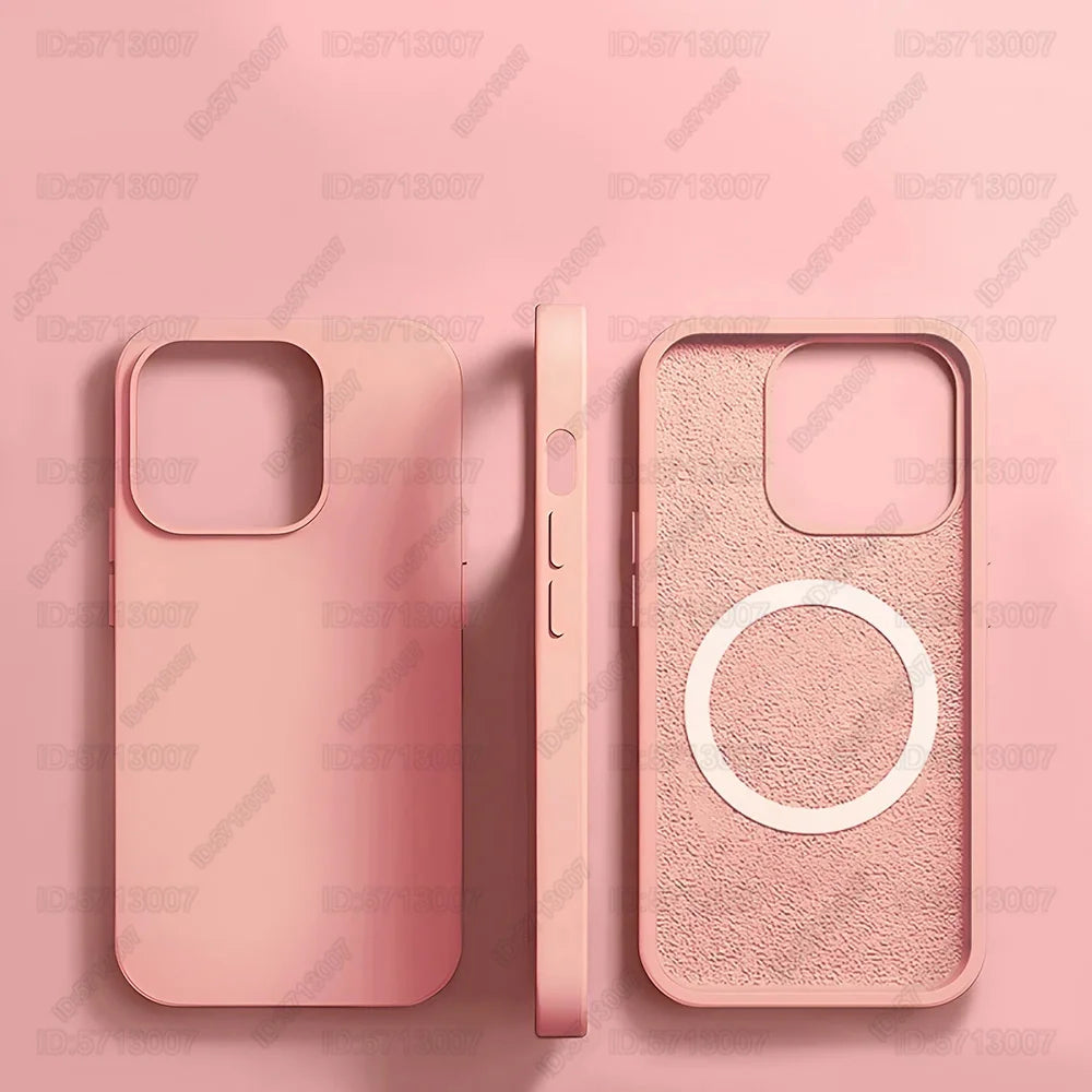 Magnetic Liquid Silicone Shockproof Case for iPhone 16/15 – MagSafe Wireless Charging Cover