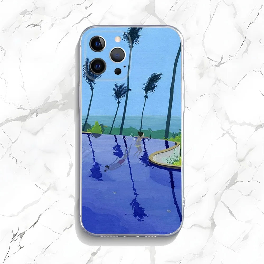 Artistic Seaside Landscape Phone Case for iPhone 16/15/14 Pro Max Plus 16E – Shockproof Non-Slip Protective Cover