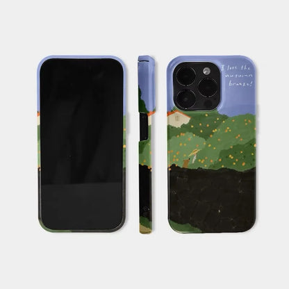 Green Velvet Mountains Illustration Case – iPhone 17 Air / 16E / 15 Pro Max / 14 Plus / 13 / 12 Mini / 11