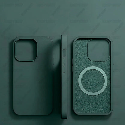 Magnetic Liquid Silicone Shockproof Case for iPhone 16/15 – MagSafe Wireless Charging Cover