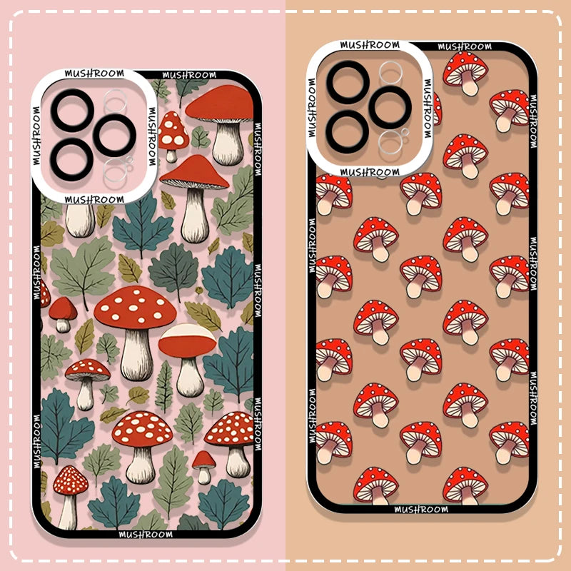 Cartoon Colorful Mushroom Phone Case for iPhone 16/15/14/16E – Shockproof Soft TPU Cover Fundas