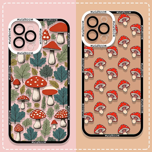 Cartoon Colorful Mushroom Phone Case for iPhone 16/15/14/16E – Shockproof Soft TPU Cover Fundas