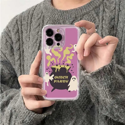 Witch Party Printed iPhone Case – Transparent Shockproof Cover for iPhone 17 / 16 / 15 / 14 / 13 / 12 / 11 Pro Max / Plus / Mini