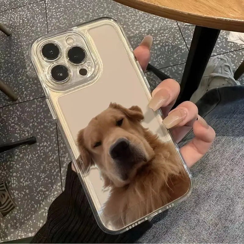 Funny Golden Retriever Clear Phone Case for iPhone 16/15/14/13/16E – Silica Gel Protective Funda