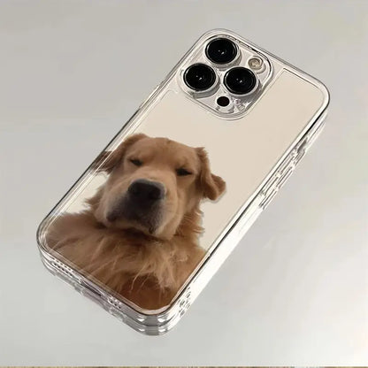 Funny Golden Retriever Clear Phone Case for iPhone 16/15/14/13/16E – Silica Gel Protective Funda