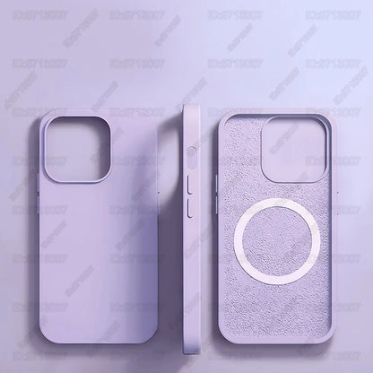 Magnetic Liquid Silicone Shockproof Case for iPhone 16/15 – MagSafe Wireless Charging Cover