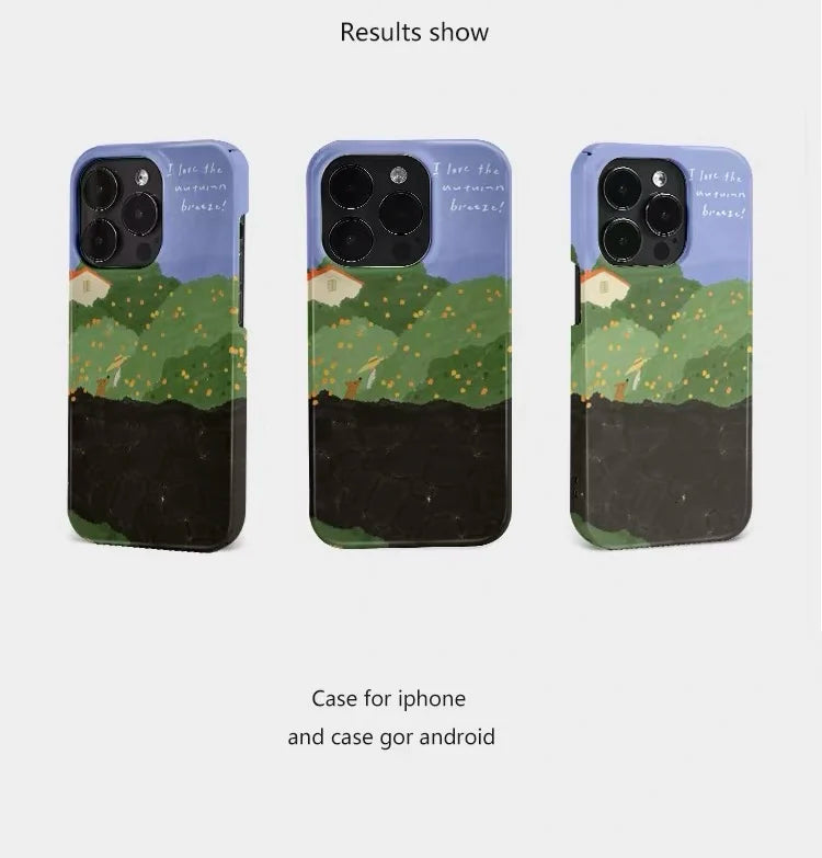 Green Velvet Mountains Illustration Case – iPhone 17 Air / 16E / 15 Pro Max / 14 Plus / 13 / 12 Mini / 11