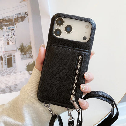 Crossbody Lanyard Phone Case with Zipper Mirror Wallet & Card Holder – Compatible with iPhone 17 / 16 / 15 / 14 / 13 Pro Max / Plus