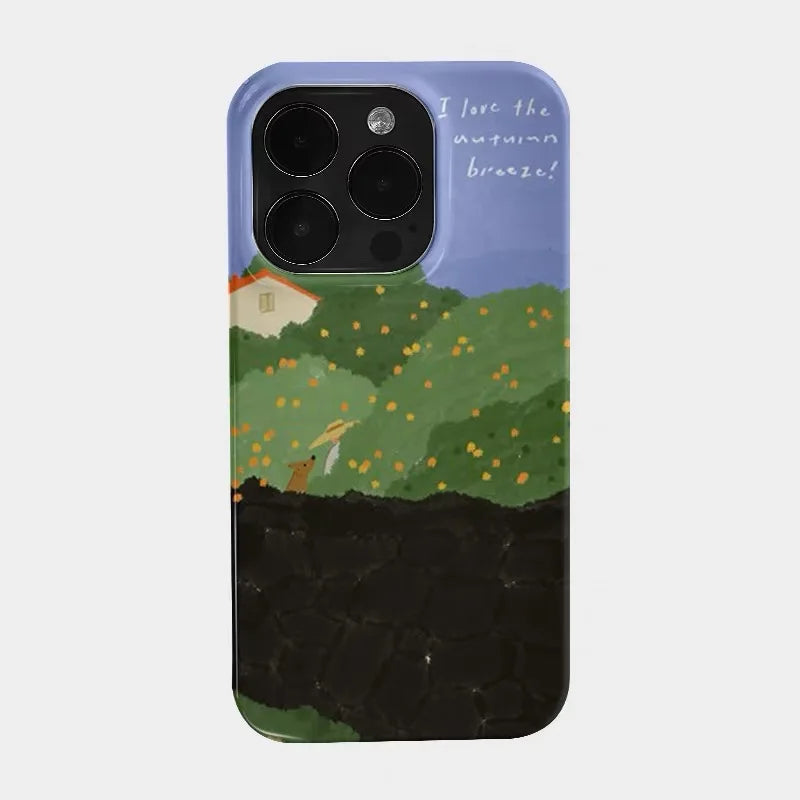 Green Velvet Mountains Illustration Case – iPhone 17 Air / 16E / 15 Pro Max / 14 Plus / 13 / 12 Mini / 11