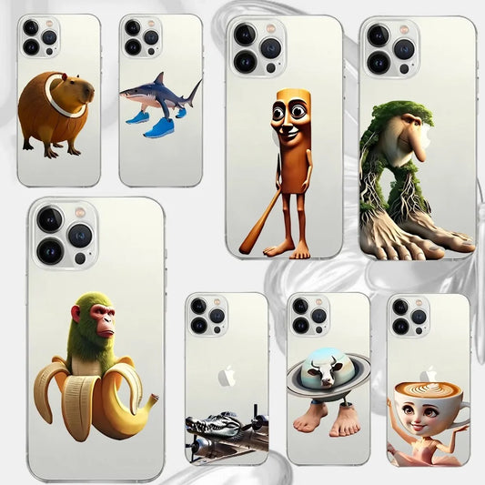 Funny Brainrot Phone Case – Shockproof Silicone Cover for iPhone 17 / 16 / 15 Pro Max