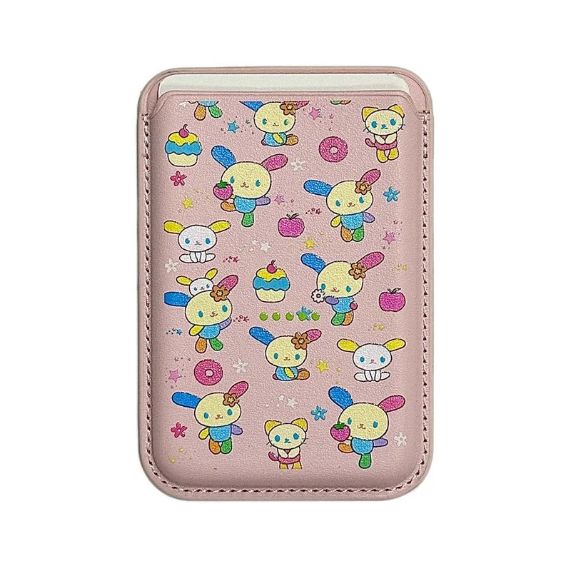 Cute Flower Rabbit Magnetic Stand Case – For iPhone 17 Pro / 16 / 15 / 14 Pro Max – MagSafe Card Holder with Chain