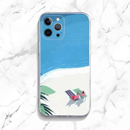 Artistic Seaside Landscape Phone Case for iPhone 16/15/14 Pro Max Plus 16E – Shockproof Non-Slip Protective Cover