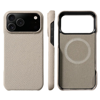 MagSafe Leather Case for iPhone 17 Pro Max/17 Air/16/15 – Luxury Lychee Natural Cowhide Magnetic Back Cover