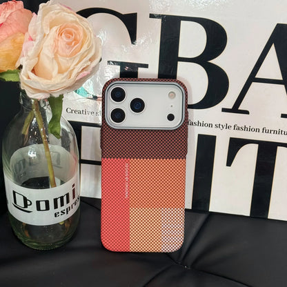 Slim Carbon Fiber Texture Massif Case for iPhone 17/16/15/14 Pro Max – Wireless Charging Compatible Hard PC Cover with Alloy Lens Protection