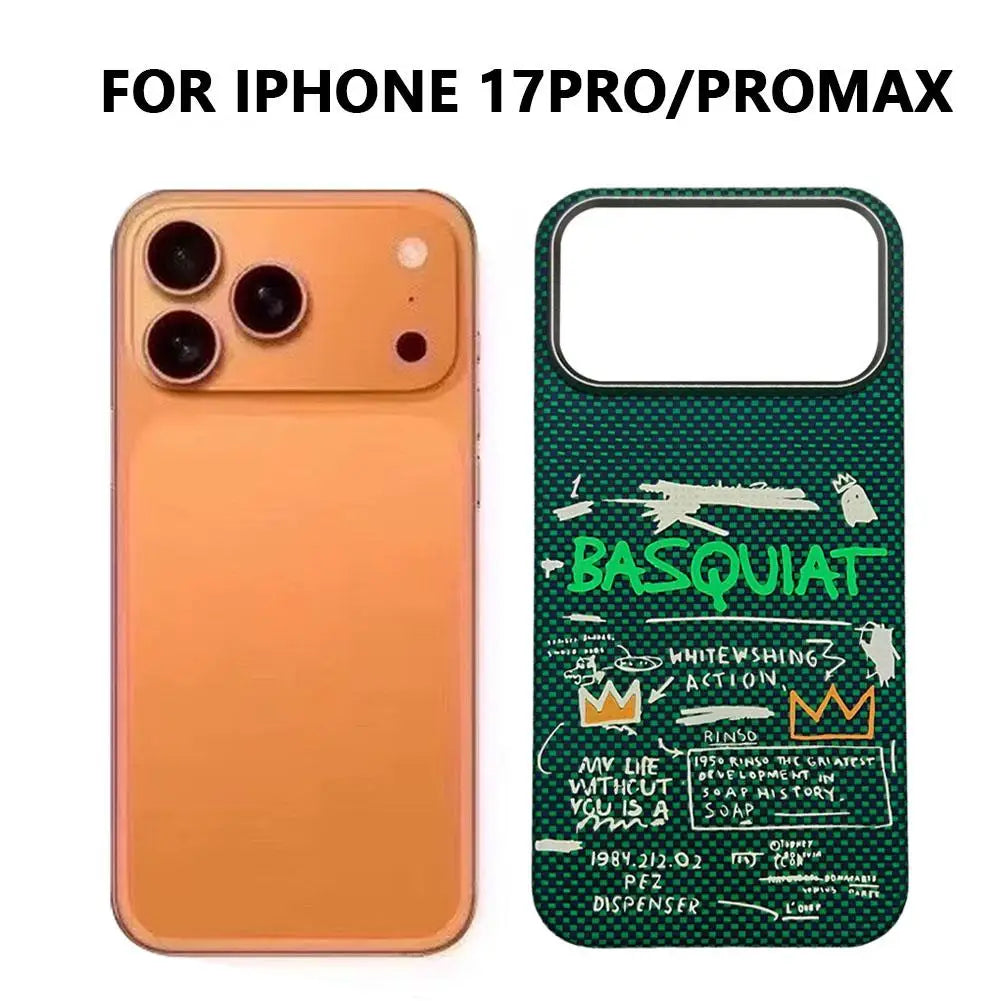 Aramid Fiber Graffiti Phone Case – Ultra-Thin Shockproof Hard Shell for iPhone 17 Pro / 17 Pro Max