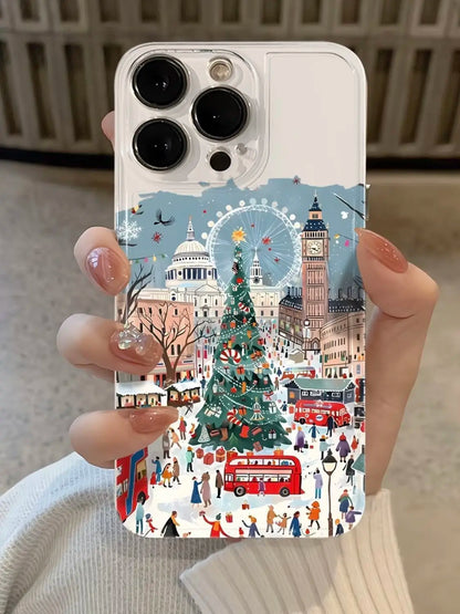 Winter Christmas in London iPhone Case – Transparent Gift Cover for iPhone 17 / 16 / 15 / 14 / 13 / 12 / 11 Pro Max / Max / Plus / Air / Mini
